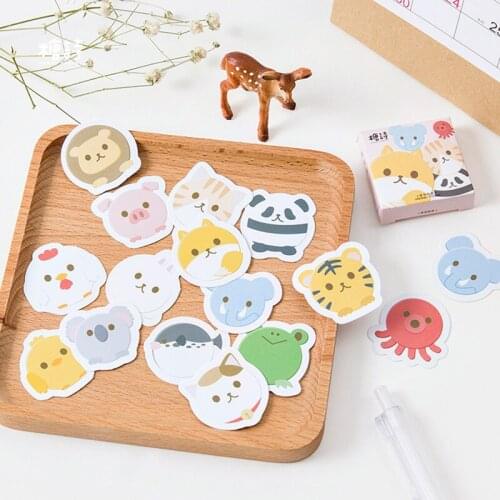 XINAHER 45 pcs/lot cartoon round animal paper sticker package DIY diary decoration sticker album scrapbooking sealing sticker
