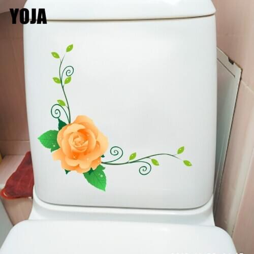 YOJA 21.4X20CM Cartoon Flowering Branch Toilet Seat Decor Home Room Decoration Wall Sticker T1-1511