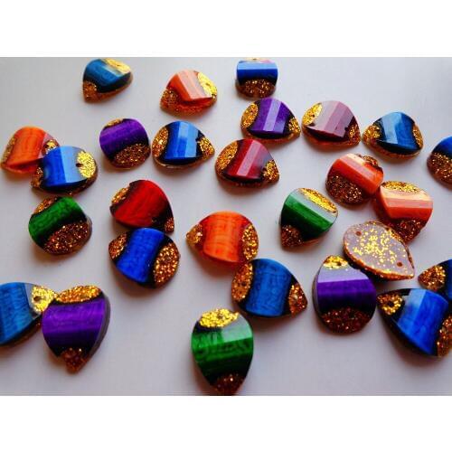 ZBROH Mixed colour Sew on Resin crystal drop shape 10*14mm flatback rhinestones accessory gemstone strass 100pcs/bag