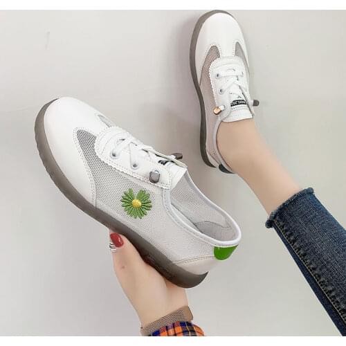 2021 Summer Mesh Surface White Shoes Female Ins Online Celebrity Little Daisy Student Women Sneaks Shoes Women