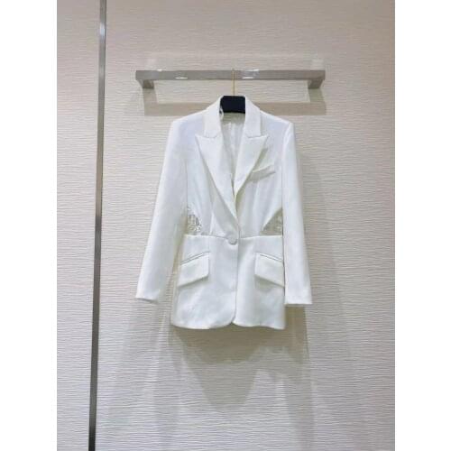 Fyion 2021 Autumn Winer Runway Fashion Blazer Jacket Women Lapel V-Neck Long Sleeves Lace Design Ladies Popular Coat