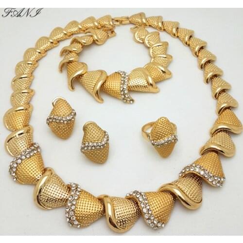 Fani 2019 Dubai gold-colorful Women Costume Jewelry Sets Nigerian Wedding Brand Jewelry Sets Fashion African Beads Jewelry Sets