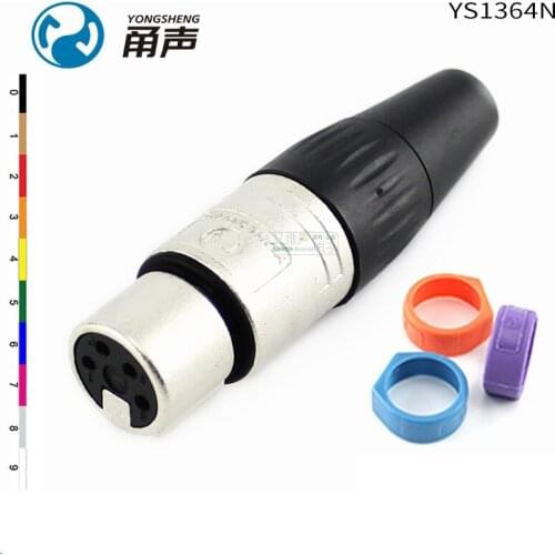 1Pcs Yongsheng YS1364N four-core female XLR balanced plug microphone lighting with color ring audio accessories HIFI