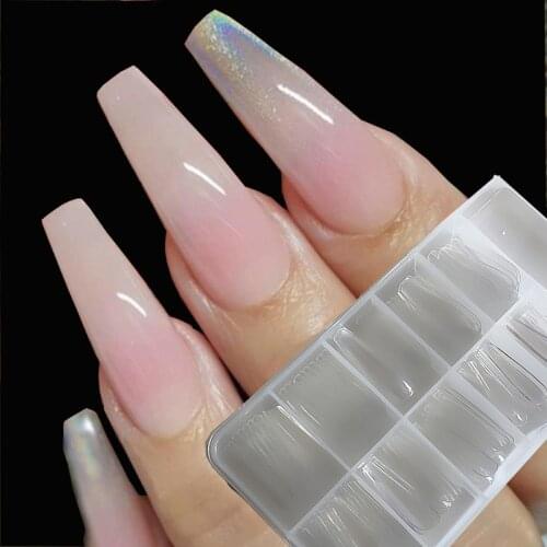 100pcs/Box Coffin Ballerina Nail Tips Long Stiletto False Nails Tips Professional Full Cover DIY Acrylic Fake Nails