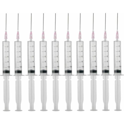 2/5/10pcs New 10ml Capacity Syringe Crimp Sealed-Blunt Needle Tips Transparent Syringes For Industrial Glue Oil Ink