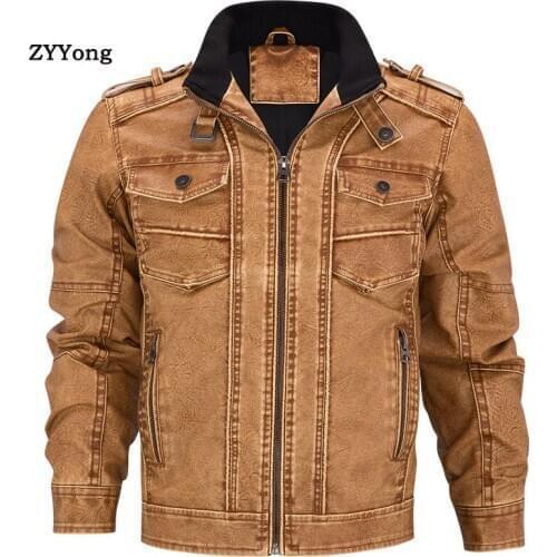 2020 New Mens Leather Jackets Fall Winter Mens Motorcycle PU Coats Male Fashion Outwear Brand Clothing Size XL-5XL