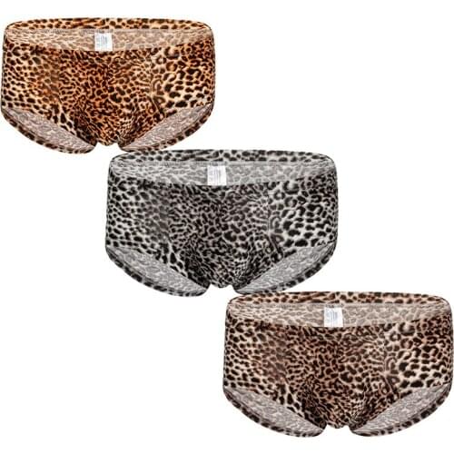 3PCS/Lots Men Leopard Boxer Shorts Sexy Bugle Pouch Underwear Calzoncillo Panties Cucea Boxershorts Slip Hombre Underpants 2XL