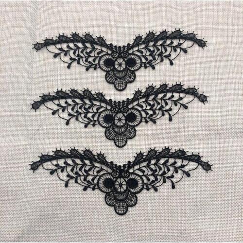 4 PCS Fabric Black Neckline Collar Venise Lace Sewing Dress Costume Applique Trim Craft for Children 17.5*4.5cm