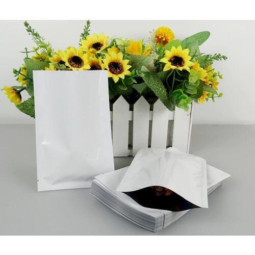 6*9cm Heat Seal Flat Pocket White Mylar Foil Open Top Packaging Bags Food Storage Aluminum Vacuum Pouch 100Pcs/Lot