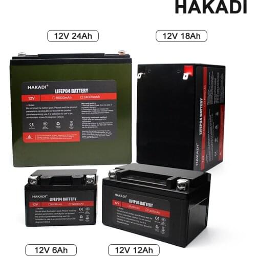 Hakadi 12V 6Ah 12Ah 18Ah 24AH Lifepo4 lithium iron phosphate battery pack with 4S 40A balance BMS for car toys electric sprayers