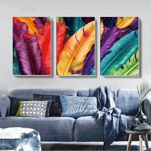 Diamond embroidery Art abstraction Birds Feathers 3pieces diamond Painting cross stitch mosaic rhinestone Wall StickersZP-3719
