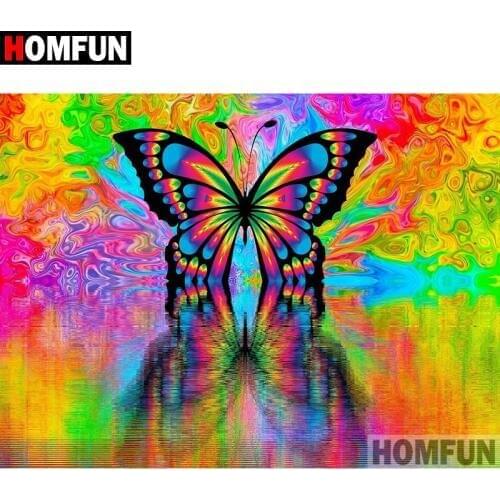 HOMFUN Full Square/Round Drill 5D DIY Diamond Painting "Color butterfly" Embroidery Cross Stitch 5D Home Decor Gift A07826
