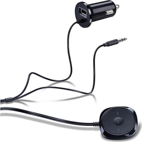 Wireless Car Kit Support for 3.5mm AUX Audio Music Receiver Player Hands-free Speaker 5V USB Car Charger