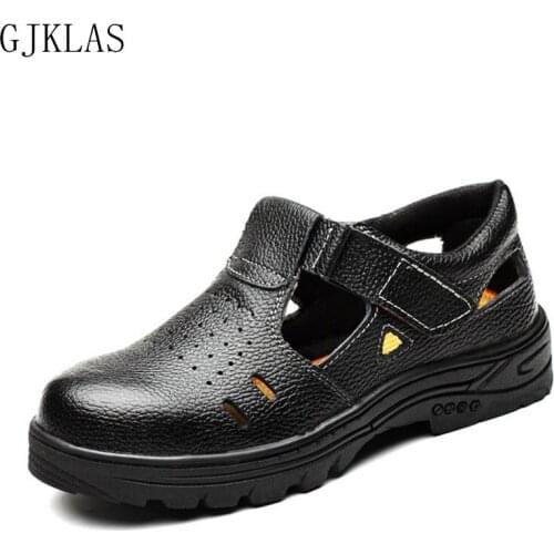 Steel Toe Boots Safety Work Shoes Men Anti-hit Anti-puncture Protective Working Safty Shoes Man Hollow Out Leather Work Boots