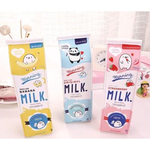 Cute School Case Korea School Pencil Case Milk Pencil Case Unusual Pencil Cases for Girls Boys School Supplies