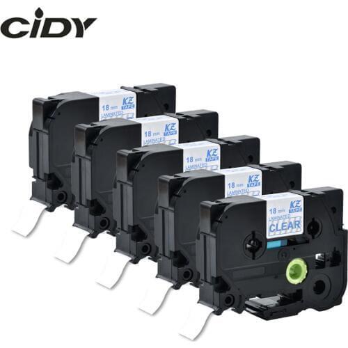 Cidy 5pcs compatible P-touch TZe label tape 18mm tz 143 tz143 Tze143 tze 143 tze-143 Blue on Clear for brother