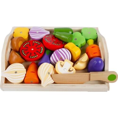 Kids Early Education Wooden Kitchen Props Cutting Fruit Vegetables Food Toys Preschool Children Birthday Christmas Gifts