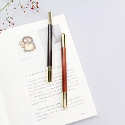 JNMZAUM women roller pen metal brass wood material slim writing tool red black 2 colors school student business promotional gift