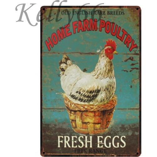 [ Kelly66 ] Fresh Eggs Farm Poultry Vintage Metal Sign Tin Poster Home Decor Bar Wall Art Painting 20*30 CM Size y-1442