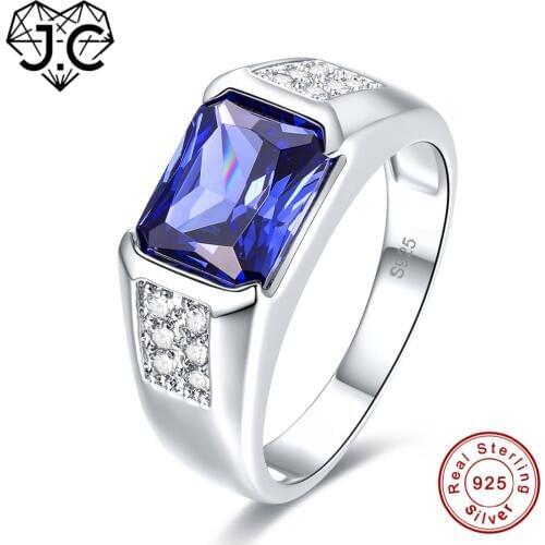 J.C Women Men Vintage Design Luxury Blue Sapphire & Tanzanite & White Topaz 925 Sterling Silver Ring Size 7 8 9 10 Fine Jewelry