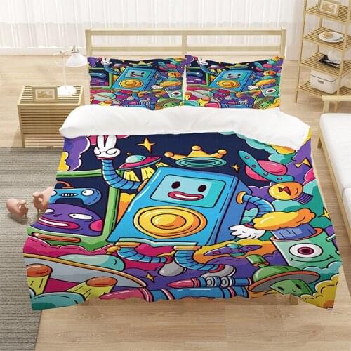 Cartoon Robot Kids 3D Luxury Bedding Set Colorful Boys Duvet Cover Sets Home Textile King Queen Double Full Single Size Dropship