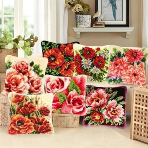 DIY Latch Hook Rug Embroidery Free Pattern Cushion Pillow Needle Craft for Adult