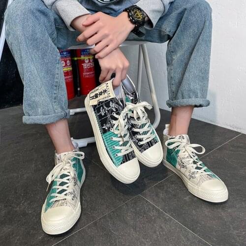 2021 Autumn Summer Men Casual Board Shoes Fashion Platform Sneakers Breathable Lace-up Male High Top Canvas Shoes