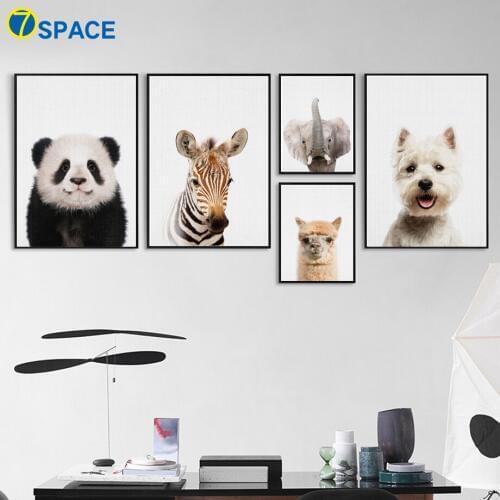 Llama Panda Elephant Zebra Dog Wall Art Canvas Painting Nordic Posters And Prints Nursery Wall Pictures For Kids Room Wall Decor