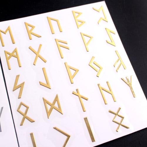 Magic Symbols Nickel Metal Runes Amulet Viking Stickers For Crystal Pendant Luggage Fridge Laptop Metal Sticker Set