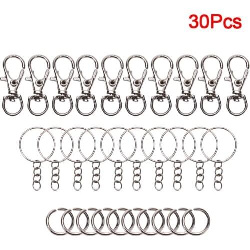 10/30Pcs/Set Metal Swivel Lobster Clasps Clips Keyring With Open Jump Ring DIY Keychain