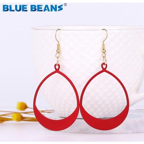 BLUE BEANS Metal earrings fashion jewelry long earrings for women korean bohemian Hoop drop earrings dangle earring kpop wholesa