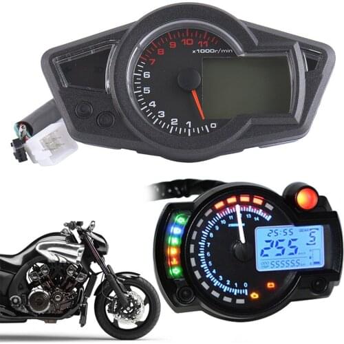 Motorcycle LCD Digital Meter Multipurpose LCD Odometer Speedometer with Blue Light