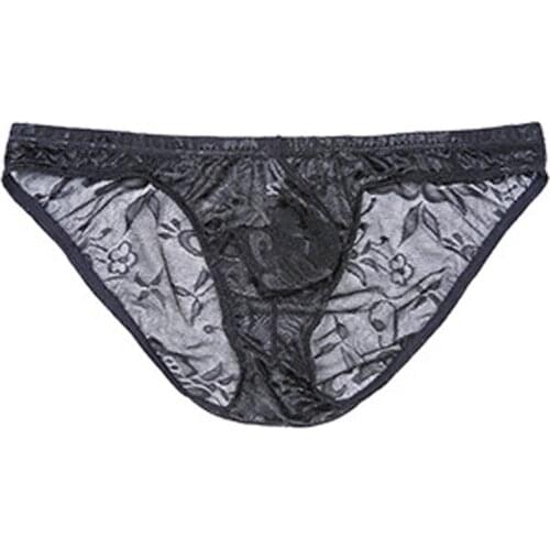 Mens Net Yarn Lace Briefs Breathability T-string Iced Silk Thin Semi-Transparent Light And Comfortable Sexy Appeal Underwear