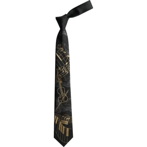 Free shipping New Mens male fashion Original Classical printed music black tie classical music violin fairy crane note necktie