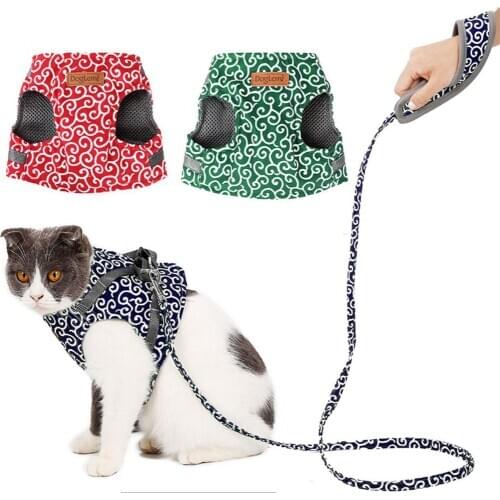Cat Tang Grass Pattern Harness Pet Chest Strap Traction Rope Dog Harness