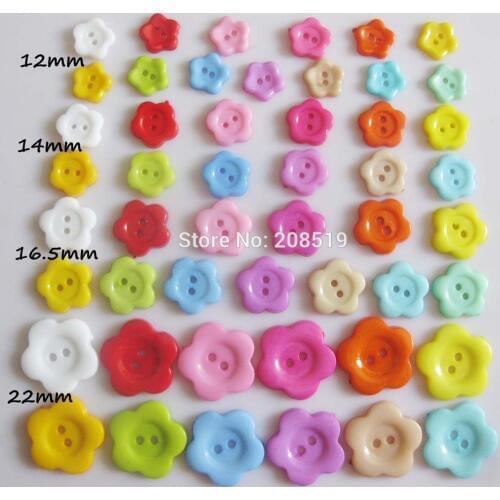 NB0032 Assorted colorful Plastic Buttons for Craft decoration 12mm/14mm/16mm/22mm Flower shape sewing accessories