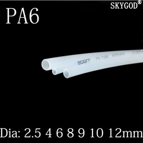 High Pressure PA6 Nylon Tube Diameter 2.5 4 6 8 9 10 12 mm Pneumatic Air Compressor Smooth Rigid Polyamide Oil Pipe Clear Black