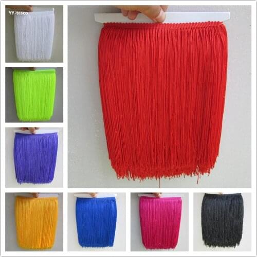 New 10 Yard/Lot 25CM Long Polyester Lace Tassel Fringe Lace Trim Ribbon Sew Latin Dress Stage Garment Curtain DIY Accessories