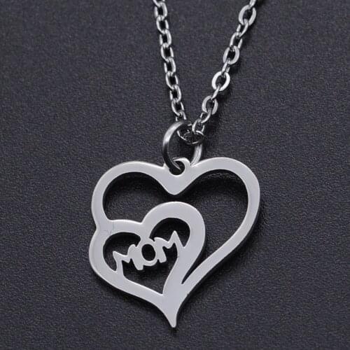 Heart Mom Stainless Steel Charm Necklace for Women Fashion Jewelry Necklaces Accept OEM Order Wholesale Dropshipping