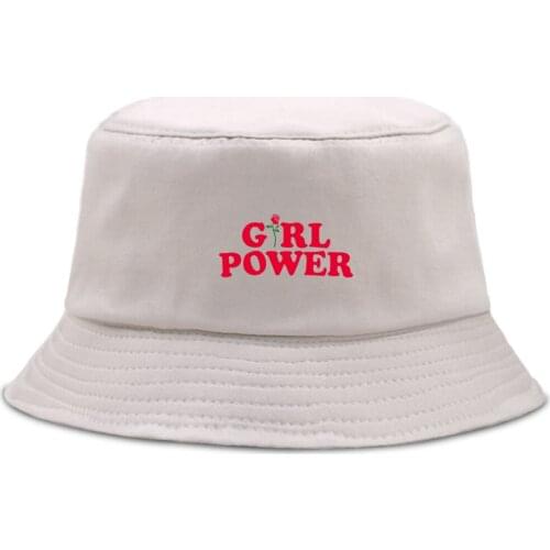 GIRL POWER Letter Print Bucket Hats Unisex Summer New Fishermans Caps Foldable Outdoor Panama Hat Beach Sun Shade Fishing Cap