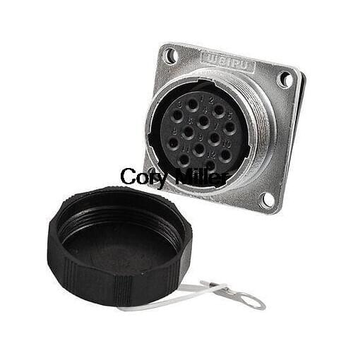 Weatherproof 24mm Base 12 Pins Alumnium Aviation Connector Plug 10A