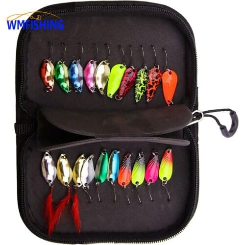 Fishing Lures Sequins Spoon Baits Set with EVA Foam Container Zipper Tackle Storage Bag Crankbaits Fishing Tackle Accessories