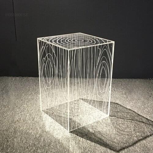 Nordic Cafe Tables Transparent Acrylic Living Room Furniture Designer Side Table Home Art Tea Table Coffee Shop Creative Table