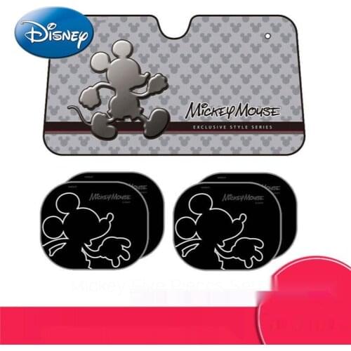 Disney Minnie Mickey Car Sunshade Five-piece Suit Front Windshield Sunshade Summer Sunscreen Heat Insulation Sunshade Curtain