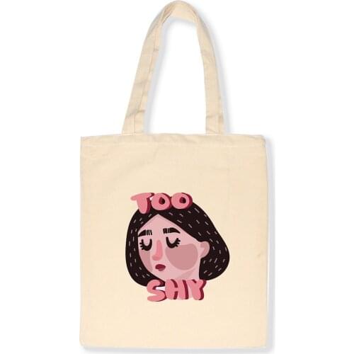 Women Canvas Eco Reusable Shoulder Bags Tote Cartoon Character Print Foldable Shoulder Bag Handbags School Travel Bags