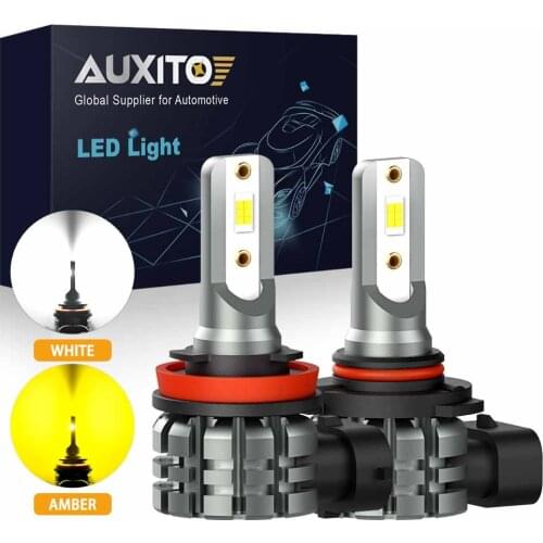 AUXITO 2pcs H8 H11 H16 JP Led Canbus H10 LED Fog lights Bulb CSP 2000LM 6000k White/3000k Golden Yellow Car Daytime Running Lamp