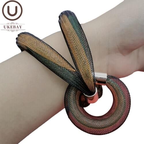 UKEBAY New Three Colors Mixed Mesh Bracelets For Women Charm Bangles Designer Luxury Bracelet Hollow Mesh Jewelry Goth Bracelet