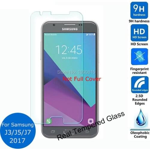 For Samsung Galaxy J3 J5 J7 2017 Front Phone Tempered Glass Screen Protector 9h Front Safety Protective Film Guard Verre Trempe