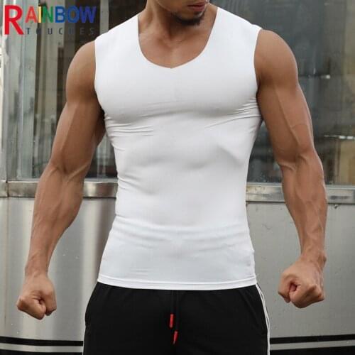 Rainbowtouches Vest Mens New Summer Tight Seamless Ice Fitness Sleeveless Running Sports Slim Bottomed Shirt Men