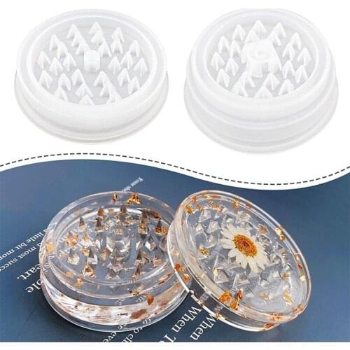 1 Set Crystal Epoxy Resin Mold Tobacco Grinder Leaf Herbal Herb Smoke Spice Crusher Silicone Mould for DIY Crafts Making Tools
